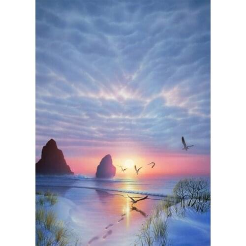 5D Diamond Painting Sunset Animal Sky DIY Round Full Diamond Embroidery Kit Landscape Home Decoration Crafts