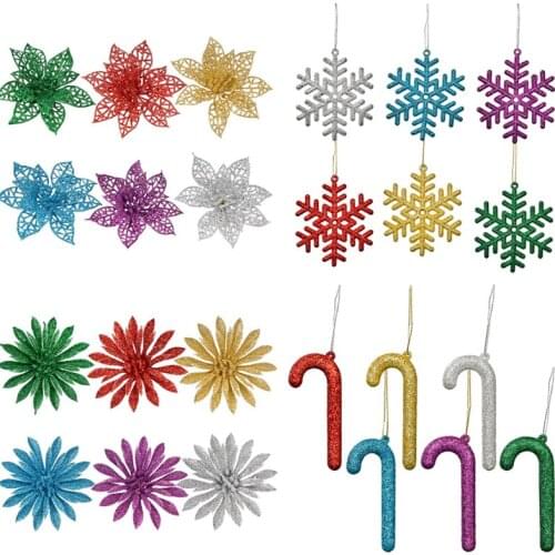 6Pcs/lot Artificial Flowers For Christmas Tree Decoration Christmas Ornaments Home Wedding Xmas Party New year Decor