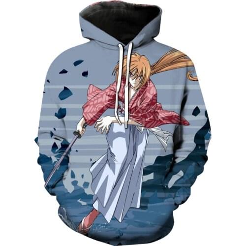 Rurouni Kenshin Anime Hoodies Japanese Samurai 3D Print Men Women Fashion Sweatshirt Oversized Hoodie Harajuku Streetwear Unisex