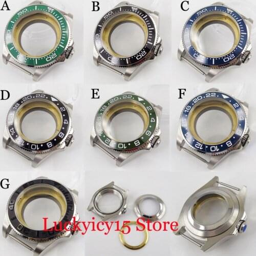 Automatic Stainless Steel 43mm Watch Case with Ceramic Bezel Fit ETA 2836 MIYOTA Movement