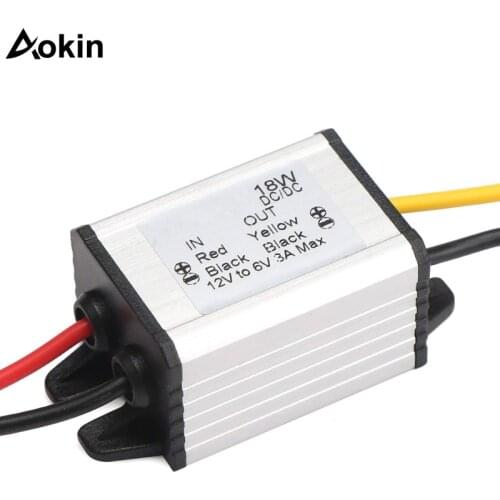 12V to 6V Step-Down Power Supply Module Converter Car Power Converter DC 9V-22V 12V to DC 6V Buck 3A 18W Step Voltage Regulator