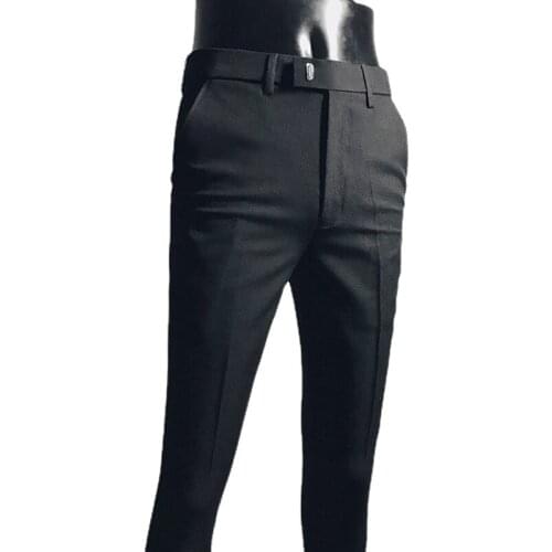 New Slim Mens Pants Stretch Trousers Men Sunmmer High Quality Classic Solid Color Business Casual Wear Formal Suit Pants 28-36