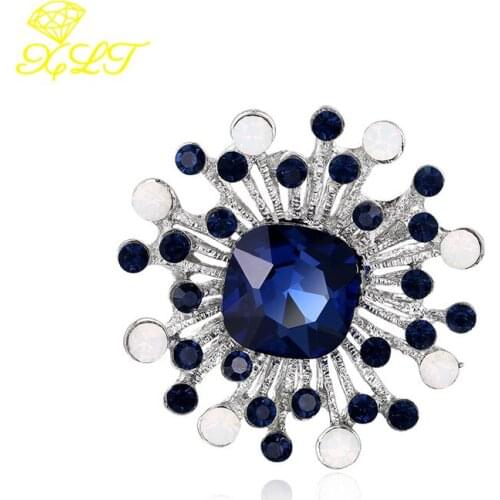 European and American Geometric Blue Retro Brooch Simple Atmosphere Fashion Alloy Diamond Corsage Clothing Accessories Pin
