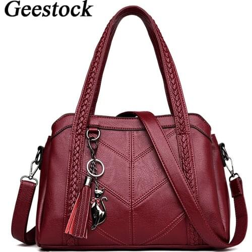 Geestock Leather Handbag Luxury Ladies Bags Designer Bucket Crossbody Bag Phone Purses Tote Bags for Women High Quality Bucket