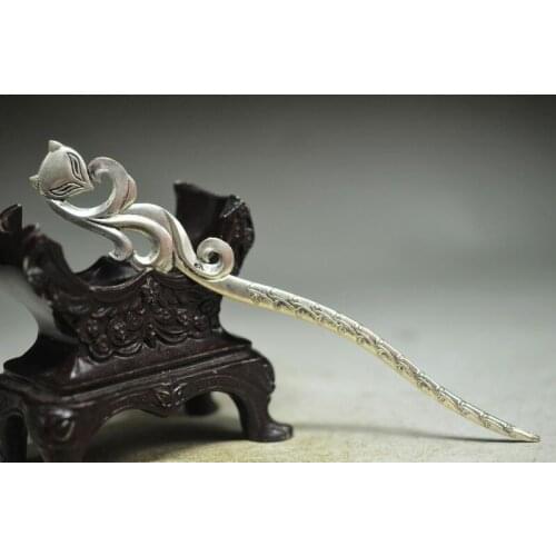 Ingenious Chinese miao silver hand carved Hairpin