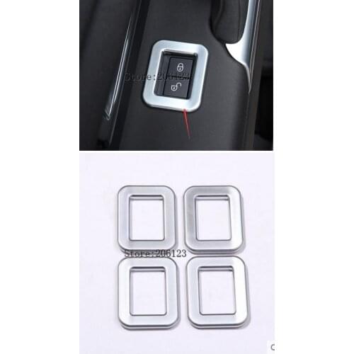 Chrome Car Child Safety Door Lock Swith Panel Cover Frame Trim For Land Rover Discovery Sport 2015 2016 2017 Car Styling