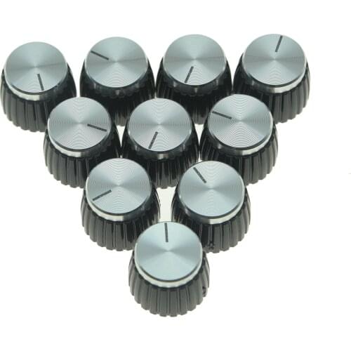KAISH Pack of 10 Guitar Amplifier Knobs Silver Cap Push On Knob fits Marshall AMP