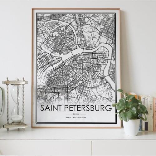 SAINT PETERSBURG city map Nordic Living Room Decoration Canvas Poster Modern Home Decor Art Print Painting