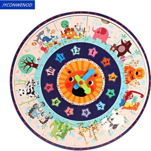 Montessori Colorful Wooden Toy Puzzle Clock Children early education puzzle recognize time desktop wooden toys numeral Clock