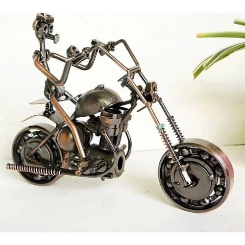 Wrought Iron Motorcycle Model Rider Motorcycle Ornaments Gift Arts and Crafts Home