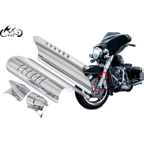 Motorcycle Chrome/Black Fork Lower Leg Deflectors Shield Cover For Harley Touring Road King Glide 2000-2013