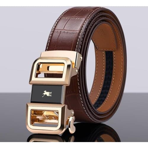 Belt mens leather automatic buckle pure cowhide youth belt mens versatile casual fashion pants belt men WILLIAMPOLO