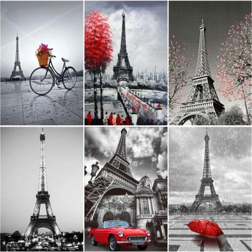 CHENISTORY Frame Picture Diy Oil Painting By Numbers Paris Tower Landscape Acrylic Wall Art Home Decors Coloring By Numbers For