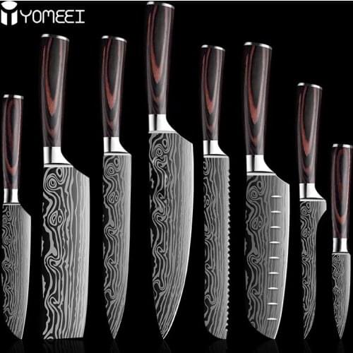 YOMEEI Kitchen Knives Set Sharp Professional Chef Knives Boning Damascus Japanese Style Knive High Carbon Stainless Steel