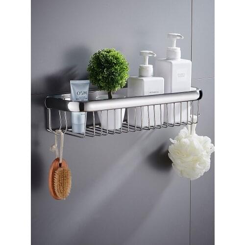 304 stainless steel shower room shower gel rack bathroom hole-free wall bathroom wall hanging basket