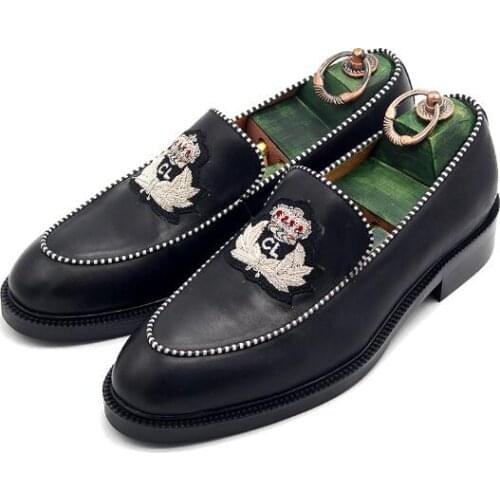 New arrival Indian handmade crown genuine leather loafers men shoes slip on shoes for men