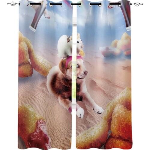 Desert Dog And Mouse Window Curtains LivingRoom Kitchen Curtains Left and Right Biparting Open