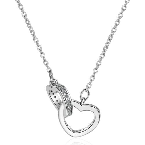 TJP 2018 Hot Sale Heart Crystal Necklace Pendants Charm 925 Sterling Silver Bridal Jewelry Drop Shipping AAA CZ Stone Accessory