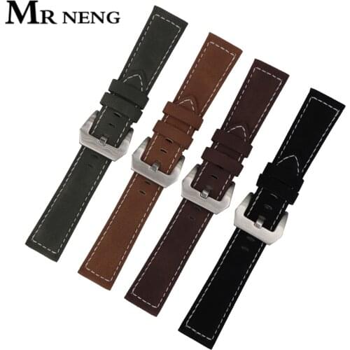 MR NENG High Quality 22mm Leather Watch Strap Watchbands 20mm Watch Strap Genuine 22mm Watch Band 18-24mm Watch Accessories