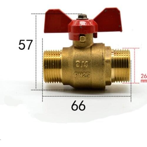 DN20 G 3/4" BSP Male Brass Ball Valve Water Gas Oil Port Size 19mm With Red Handle