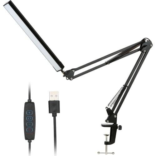 DC 5V 12W 80 LEDs Desk Light Table Lamp USB 10 Levels Adjustable Brightness Dimmable 3 Colors Foldable for Home Office Daily Use