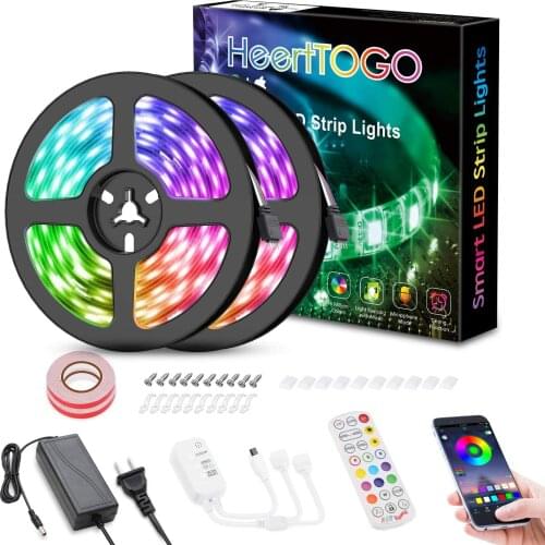 LED Strip Lights for Bedroom,HeertTOGO 32.8ft Bluetooth APP Control Music Sync Color Changing LED Lights for Bedroom Home
