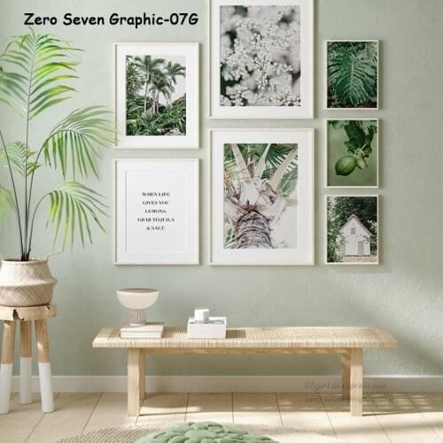 Fresh Forest White Hut Monstera Palm Tree Lemon Canvas Poster And Print For Modern Living Room Decor Wall Art Picture Decoration