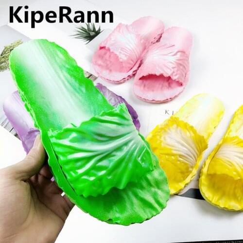 Spring and summer creative cabbage home slippers female indoor autumn boys and girls fashion flat bathroom slippers beach shoes