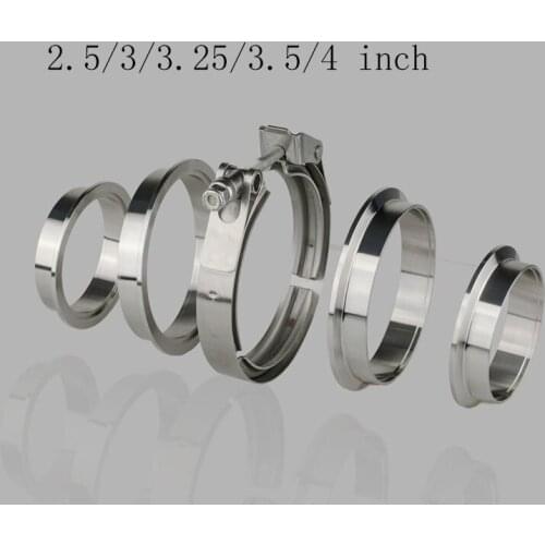 Universal 2.5/3/3.25/3.5/4 inch V-Band Clamp Flange Kit Turbo Downpipe Wastegate V-band Turbo Exhaust Pipes Car Accessories