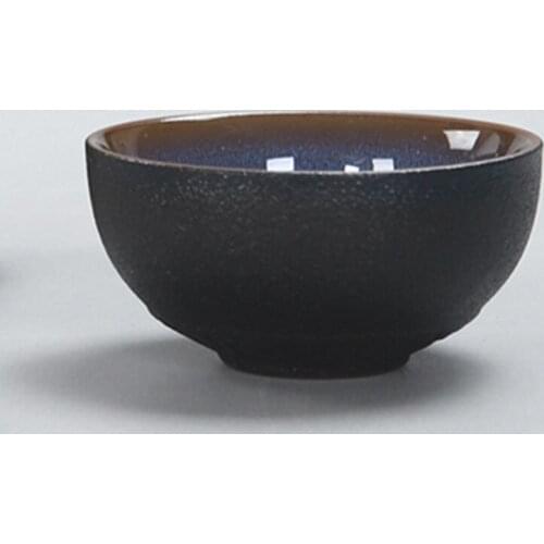 Vintage black coarse pottery tea cup top grade kiln change tea master cup ceramic individual single cup Japanese style