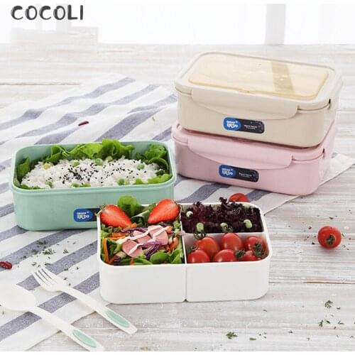 1400ml Microwavable Japanese Lunch Box Bento Box Food Storage Container Bento with Spoons Chopsticks for Kids Children Meal Prep