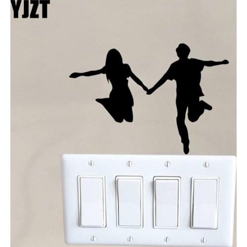 YJZT Happy Couples Wall Switch Sticker Vinyl Decal Cartoon Living Room Decor S19-0977