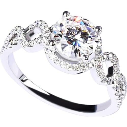 Original Design Unique Twist 925 Sterling Silver Rings Women Luxury Mossan Stone Exquisite Jewelry Diamond Engagement Wedding