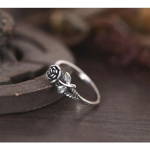 Vintage Rose Flower Engagement Wedding Ring For Womens Simple Wild Jewelry Best Gift Size 5-10