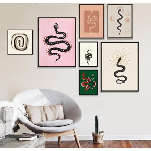 Snake Wall Decor Vintage Science Photo Illustration Poster Prints , Sepia Snake Art Canvas Painting Picture Gothic Home Decor