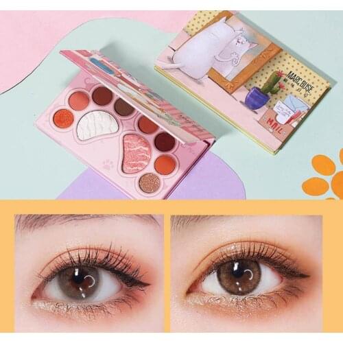 10 Color Cute Cat Eyeshadow Pan Beads Matte Sequins Animal Eyeshadow Pan Mashed Potatoes Waterproof