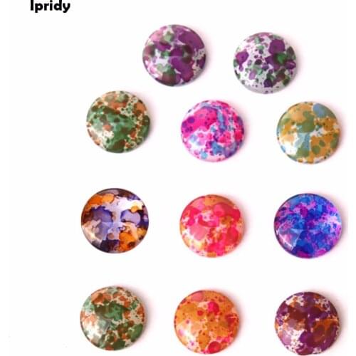 16 mm Spay Paint Glass Cabochons Opaque Double Color Half round Flat Back for Jewelry DIY Settings 20Pcs/lot