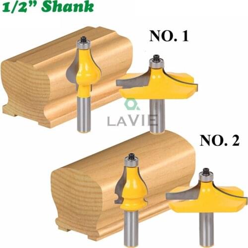 2PC/Set 1/2" 12.7MM Shank Milling Cutter Wood Carving Armrest Mill Handrail Router Bits Set Wavy Flute Tenon Milling Cutter Wood