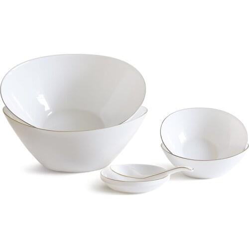 3pcs/set Gold Ingot Opal Glass Bowl Chinbull Chinese Rice Soup Bowl Easy to Clean Salad Bowl Free Shipping