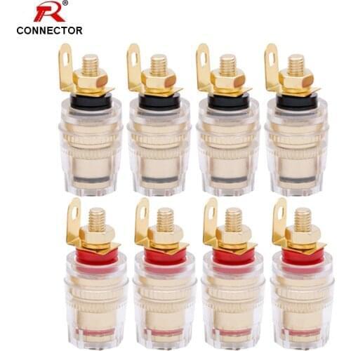 4Pairs 4MM Binding Post Connector Audio HIFI Cable Terminals, Binding Post for Speaker Amplifier, Brass With Gold Plated
