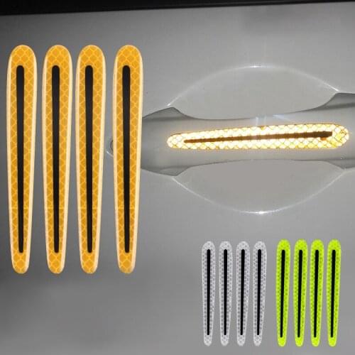 4Pcs Anti Scratch Reflective Car Door Handle Protective Sticker Strips Universal