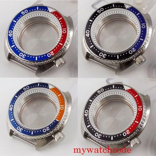 45mm Watch Case Sapphire Crystal Fit NH35A NH36A Automatic Movement Solid Back Aluminum Bezel Insert
