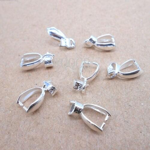 50pcs/lot Size S/M/L 925 Sterling Silver Findings Bail Connector Bale Pinch Clasp Pendant for DIY Pendant Necklace Jewelry Make