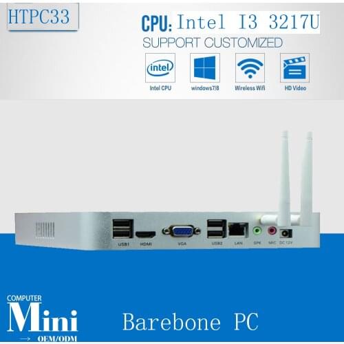Fanless Mini PC Barebone Windows 7/8/10 Core i3 3217U Dual Nics industrial PC Rugged computer Support WIFI / 3G Module