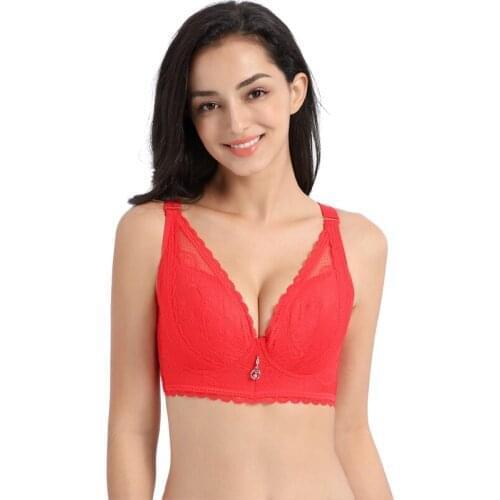 Fashion lace rim mini bra push high soft gathered bra large size bra