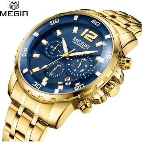MEGIR Luxury Brand Mens Business Chronograph Watch Men Army Military Clock Man Quartz Waterproof Wrist Watches Relogio Masculino
