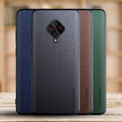 Phone case for vivo Y9S V17 S1 Pro Cross pattern textile fabric funda coque capa Classical style cover for vivo Y9S case