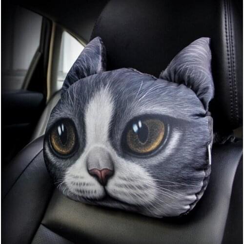 1 PCS DIY car styling New Polyester 3D lifelike cartoon doge dog and cat car headrest cover case for AUDI A6L parts accessories