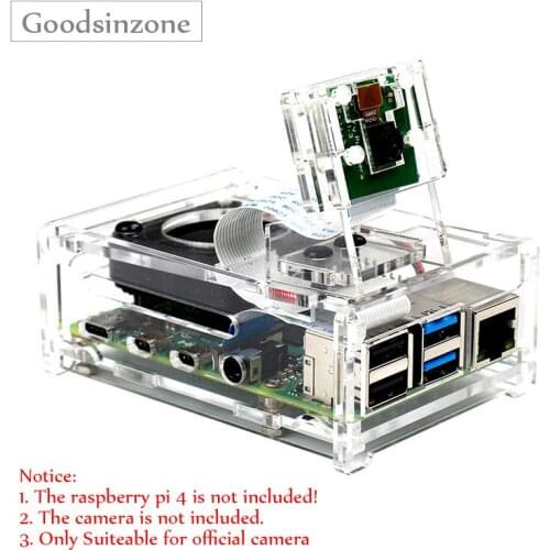 Raspberry Pi 4 Case with Fan Kit, 3in1 Cooling kit with Camera Stander for Raspberry Pi 4 Model B