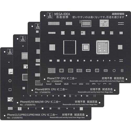 Black Steel BGA Reballing Stencil Kit for iPhone 11 11Pro XS XS MAX XR X 8P 8 7P 7 6S 6 CPU IC Chip Tin Planting Soldering Net